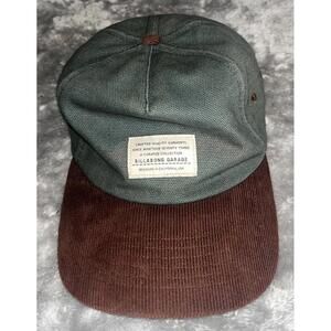 RARE Billabong Garage Collection Corduroy Cap Hat Brown/Green USA 🇺🇸 Made